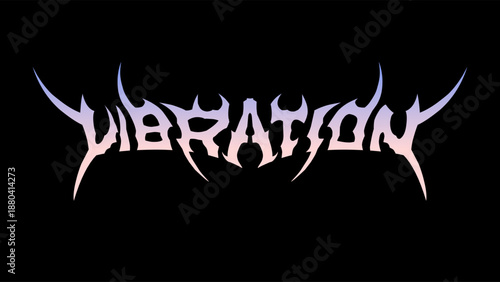 Vibration text typography vector in symmetrical shapes dark metal style lettering for t-shirt print apparel, sticker, poster, underground logo
