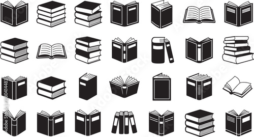 Black and white book books stack