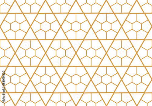 Abstract geometric pattern. A seamless vector background. White and gold ornament. Graphic modern pattern. Simple lattice graphic design