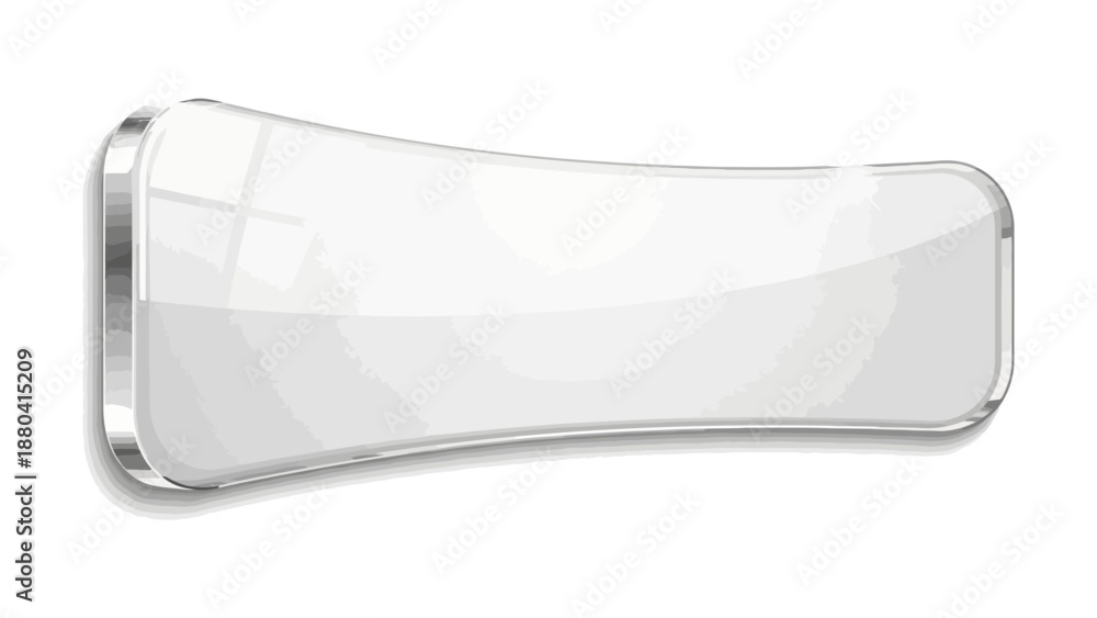 Fototapeta premium White glass button with silver border on white background