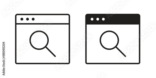 Browsing icons vector glyph and thin line. Black icons