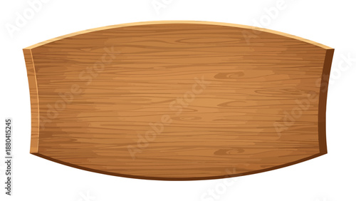 Wooden sign with curved top and bottom edges