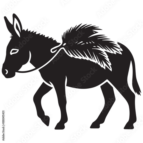 Man riding a donkey isolated on white background, Vector, illustration