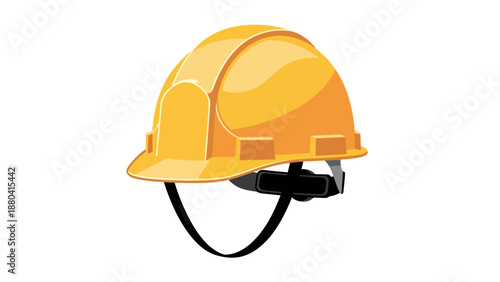 Yellow hard hat with chin strap on a white background