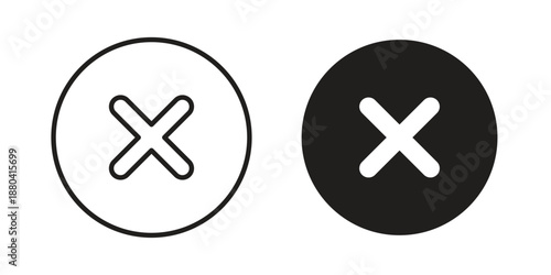 Cancel icons vector glyph and thin line. Black icons