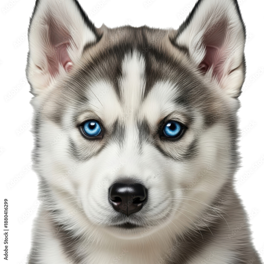 Fototapeta premium Husky puppy close-up isolated on transparent background