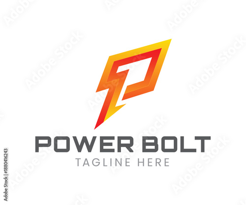 P Letter Logo, Power Bolt Logo, Business Logo, Thunder Bolt Logo, Lightning Bolt Logo