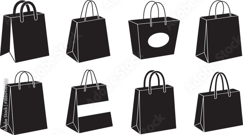 Black shopping bags on white background retail