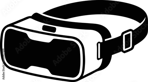 Virtual Reality Headset Icon Vector Illustration. VR glasses silhouette isolated on white background.