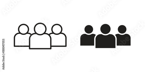 Community icons vector glyph and thin line. Black icons