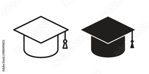 Education icons vector glyph and thin line. Black icons