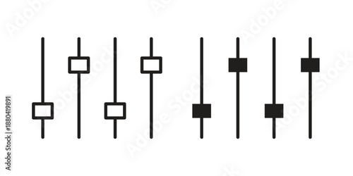 Equalizer icons vector glyph and thin line. Black icons