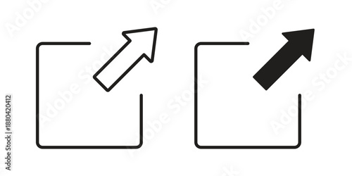External link icons vector glyph and thin line. Black icons