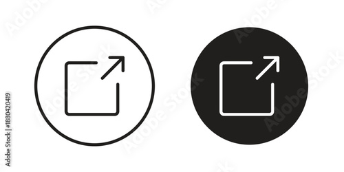External link icons vector glyph and thin line. Black icons
