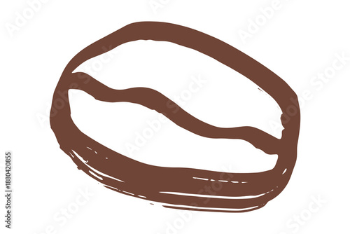 Hand drawn fresh roasted coffee bean Arabica robusta seed doodle Single element for print, web, design, decor