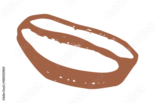 Hand drawn fresh roasted coffee bean Arabica robusta seed doodle Single element for print, web, design, decor