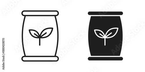 Fertilizer icons vector glyph and thin line. Black icons