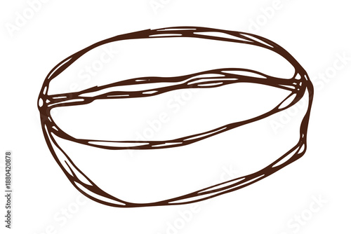 Hand drawn fresh roasted coffee bean Arabica robusta seed doodle Single element for print, web, design, decor