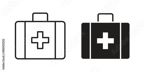 First aid icons vector glyph and thin line. Black icons