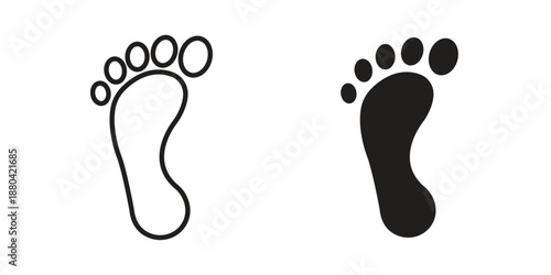 Foot icons vector glyph and thin line. Black icons