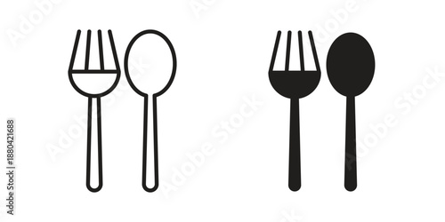 Food icons vector glyph and thin line. Black icons
