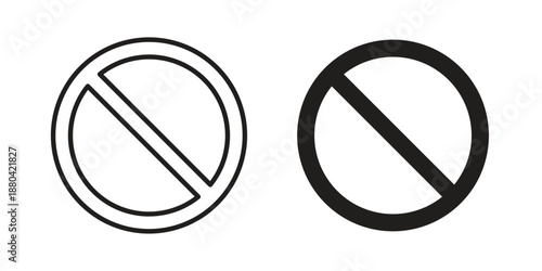 Forbidden icons vector glyph and thin line. Black icons