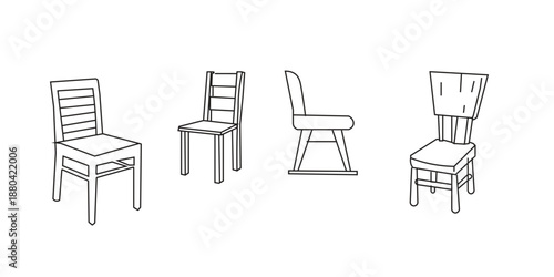Four different views of a traditional wooden chair