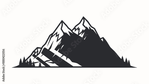 black mountain range silhouette with trees