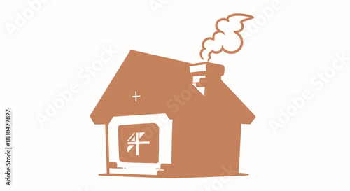 cozy house with smoke from chimney
