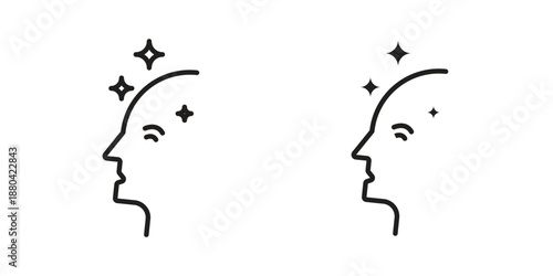 Glowing skin icons vector glyph and thin line. Black icons