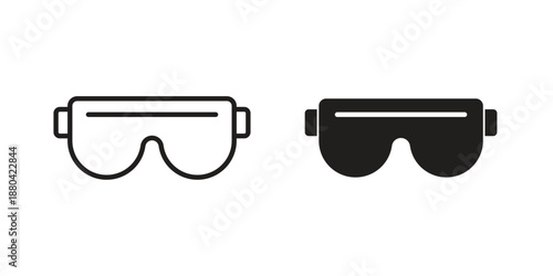 Goggles icons vector glyph and thin line. Black icons