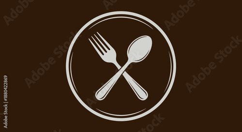 crossed fork and spoon on plate icon