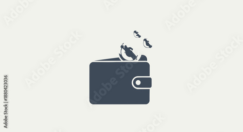 empty wallet with money flying out