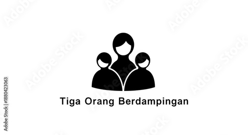 family togetherness icon, three people standing side by side