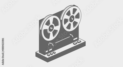 film reel illustration, old movie projector