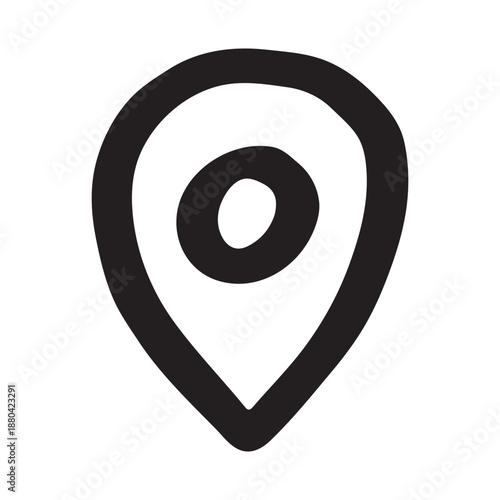 Hand drawn map pin Map marker pointer sign GPS and mapping tools Location pin symbol Pinpoint clipart in doodle style Single element for web, design
