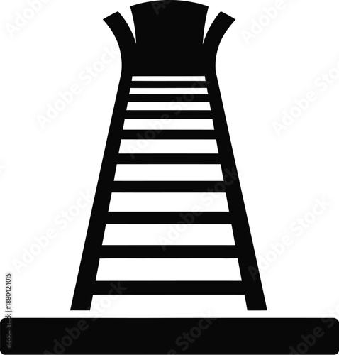 Black silhouette icon representing a steep ladder leading upward toward a narrow opening symbolizing ascent achievement opportunity progression and reaching new levels