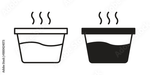 Hot Water icons vector glyph and thin line. Black icons