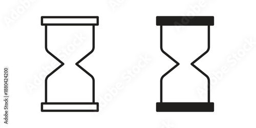 Hourglass icons vector glyph and thin line. Black icons