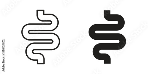 Intestine icons vector glyph and thin line. Black icons