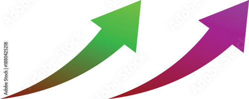 Two colorful arrows pointing upwards in a white background