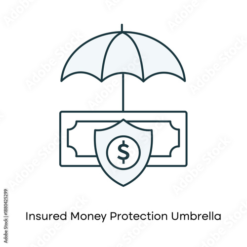 Financial insurance protection and secured income coverage icon with editable stroke.