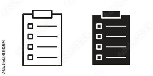 List icons vector glyph and thin line. Black icons