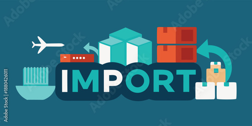 Dynamic import logo transforming into a modern rounded letter graphic, symbolizing business growth and global trade
