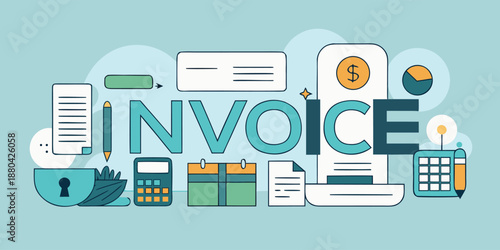 A modern invoice logo featuring rounded letters and transformative business icons, ideal for companies seeking a professional and digital financial identity.
