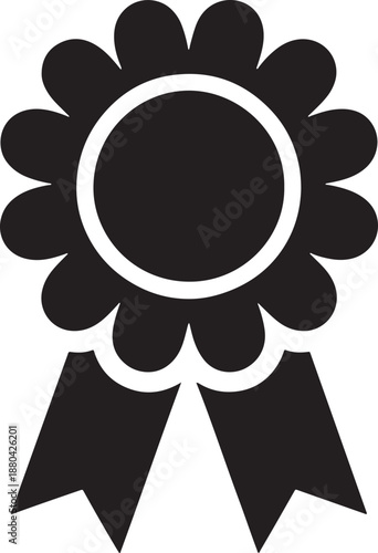 Blank rosette ribbon black white