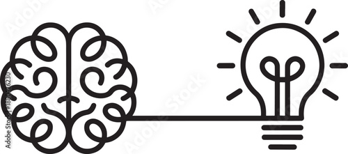 Brain with light bulb idea inspiration creativity desig