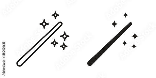Magic icons vector glyph and thin line. Black icons