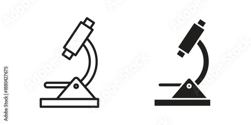 Microscope icons vector glyph and thin line. Black icons