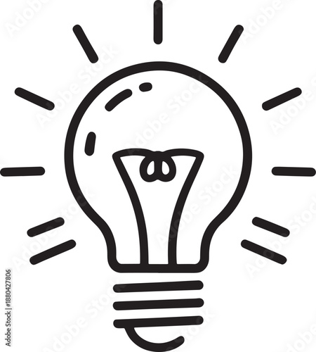 Light bulb with rays idea inspiration innovation creativity